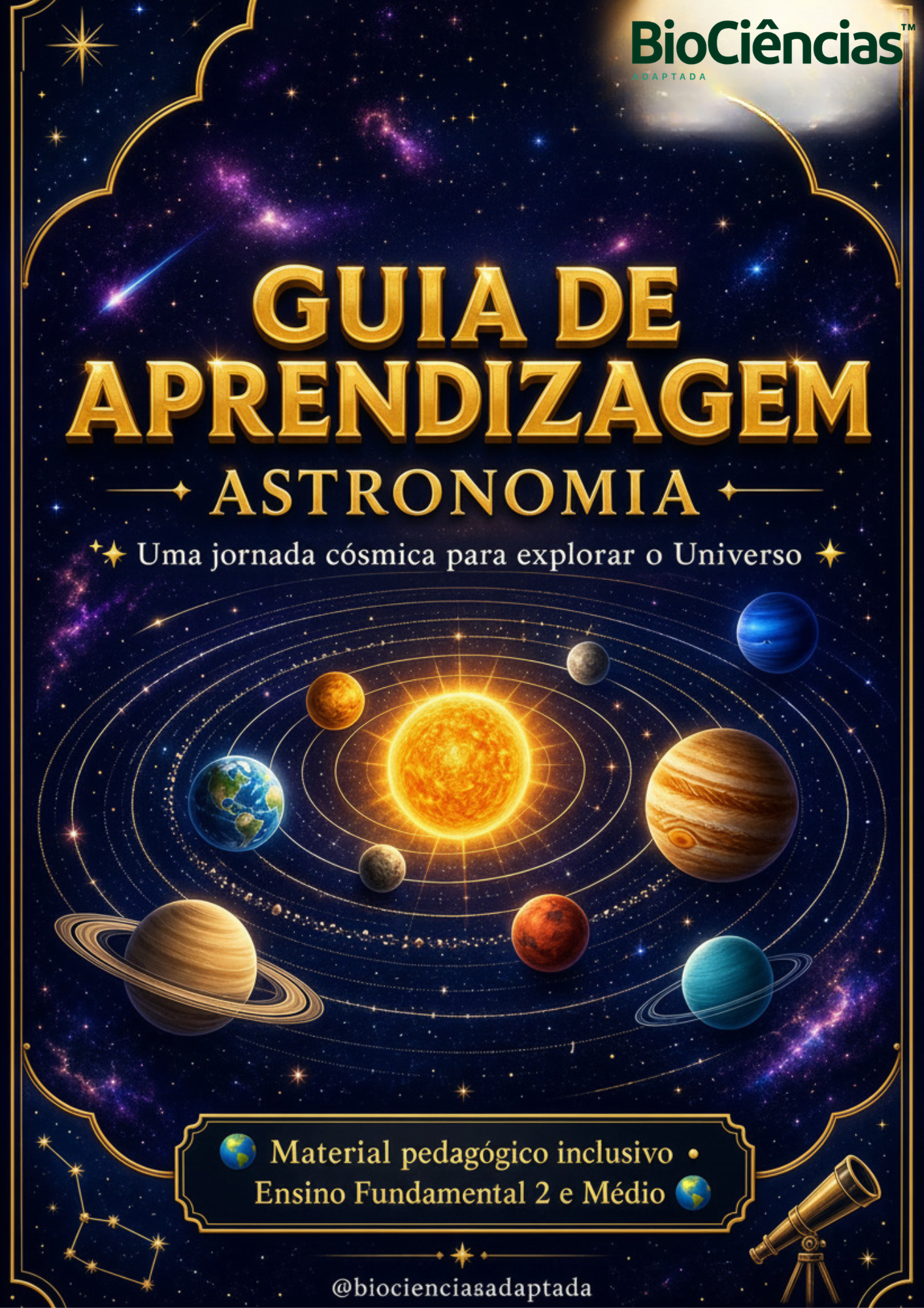 Capa de Guia de Aprendizagem Adaptada- Astronomia: uma jornada cósmica