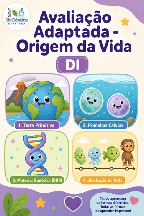 Capa de Avaliação adaptada: origem da vida