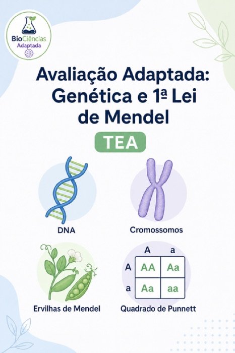 Capa de Avaliação adaptada: genética e 1ª lei de Mendel