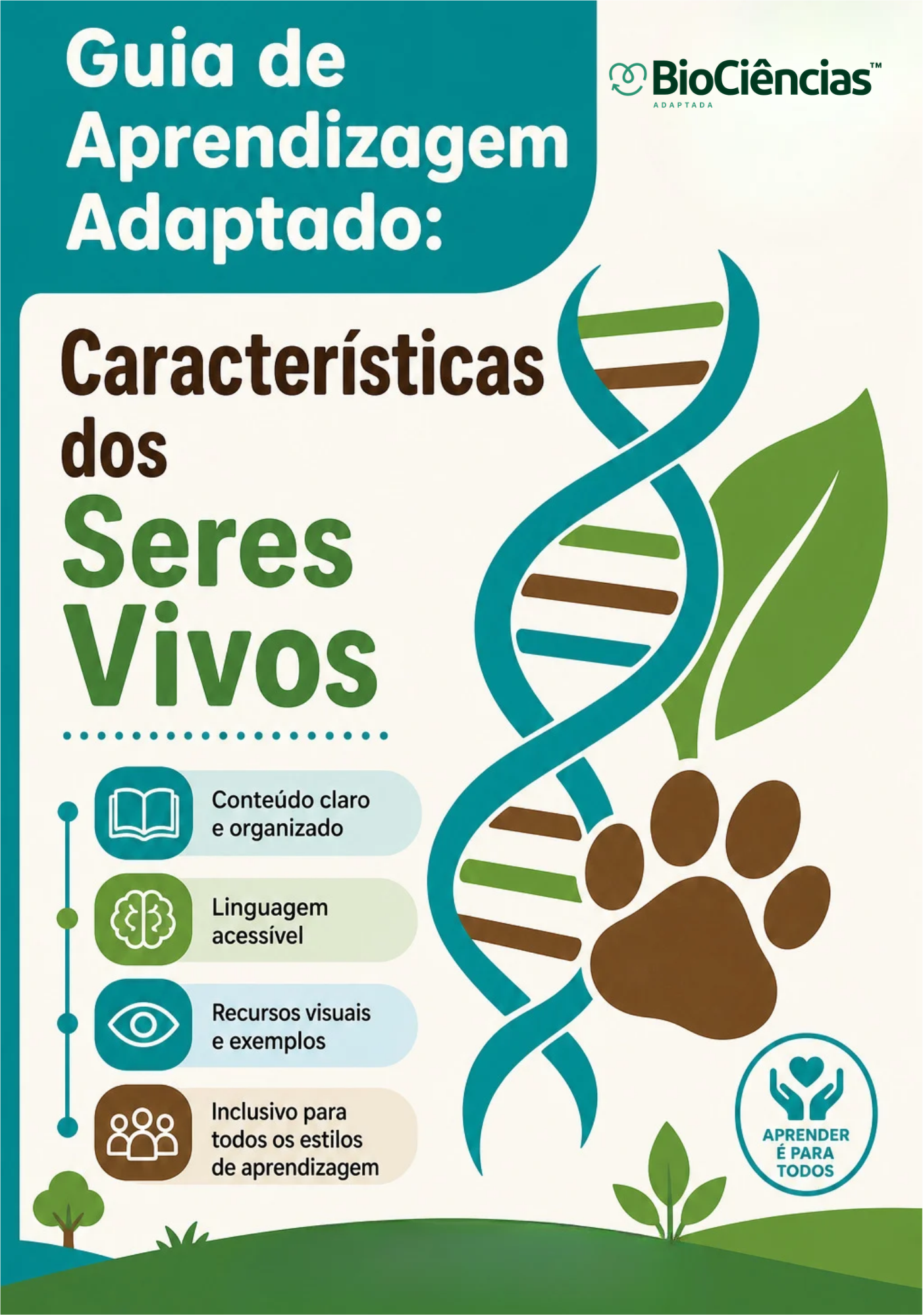 Capa de Guia de Aprendizagem Adaptada- Características dos seres vivos
