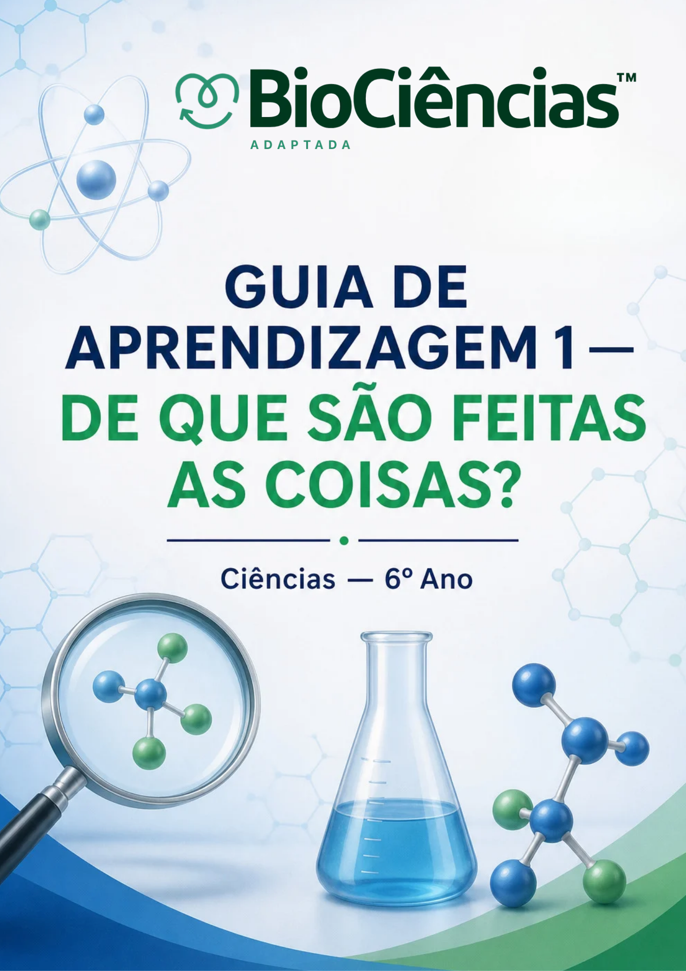 Capa de Guia de Aprendizagem Adaptada: De que são feitas as coisas?