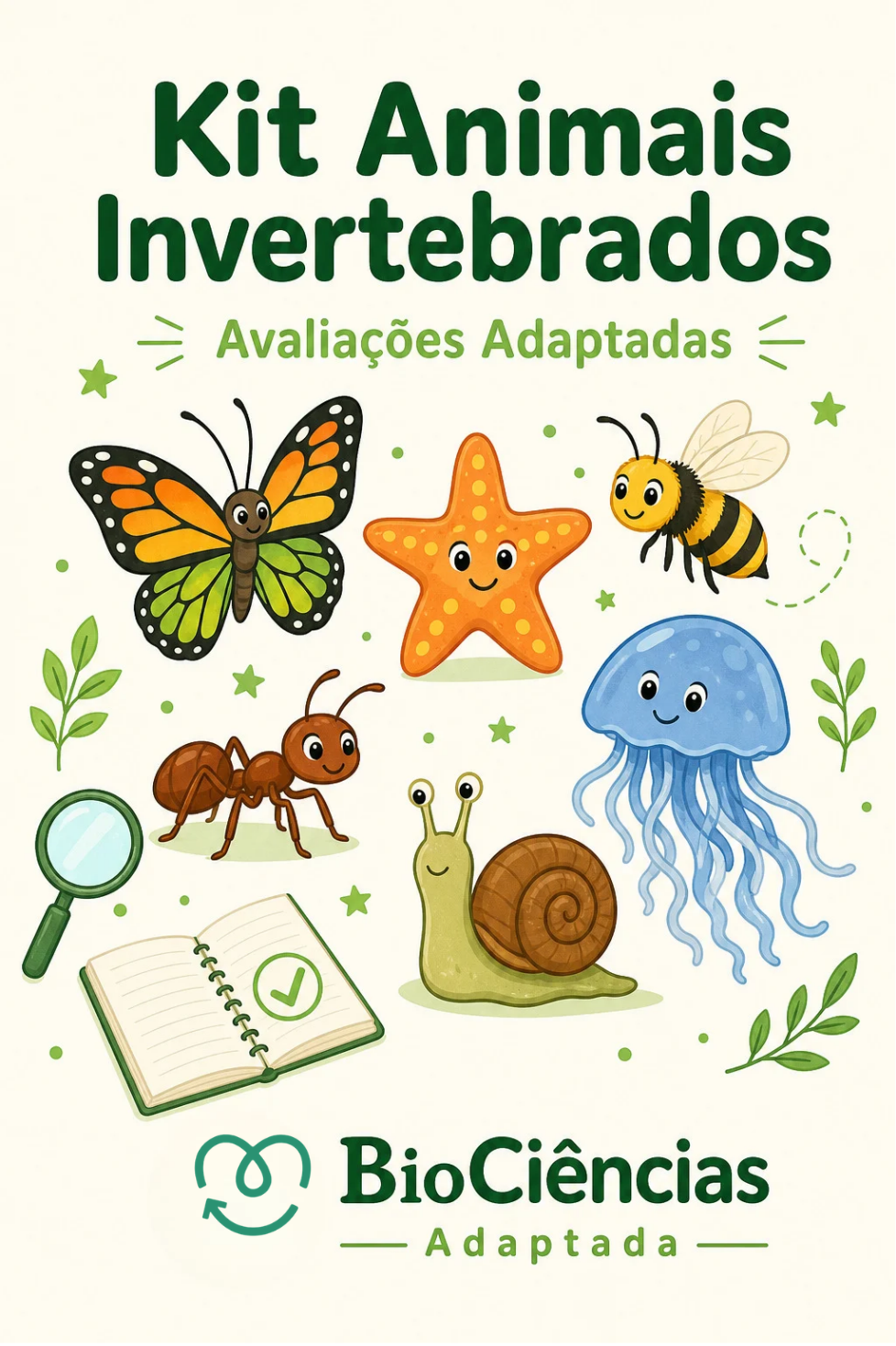 Capa de Kit Animais Invertebrados- Guia + Avaliação Adaptada