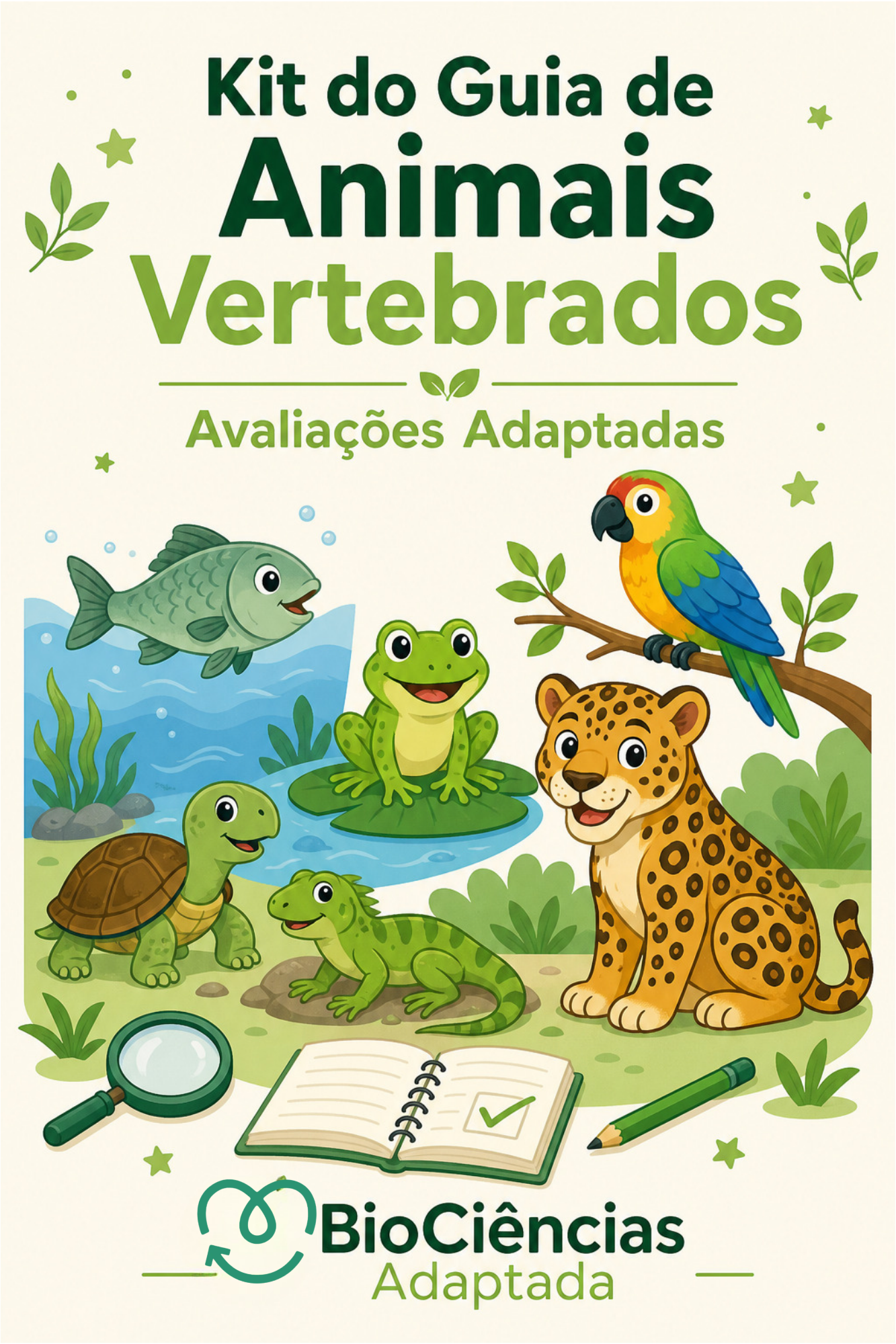 Capa de kit Animais Vertebrados- Guia + Avaliação Adaptada