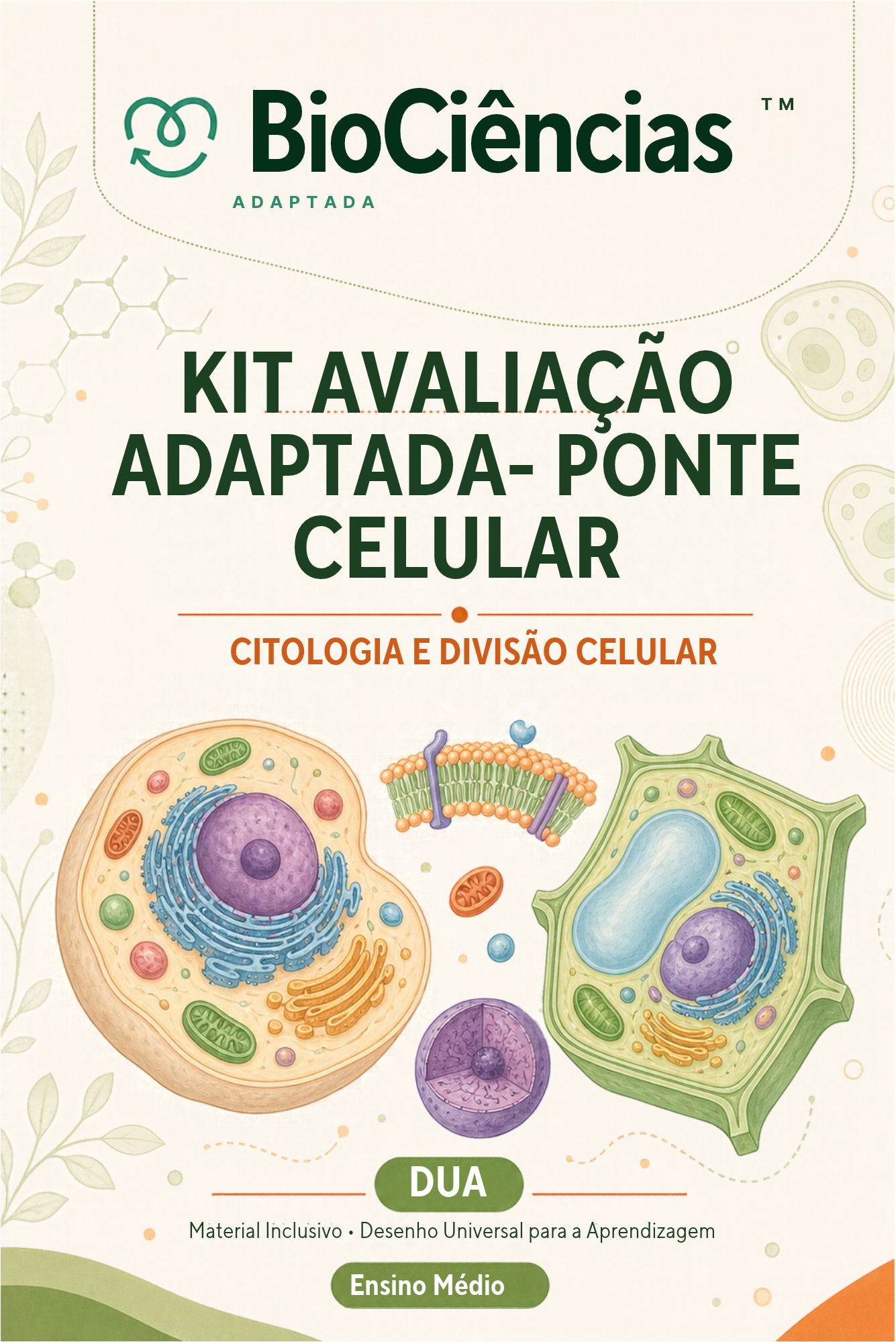 Capa de Kit Avaliação Adaptada- Coleção Ponte Celular- Citologia e Divisão Celular