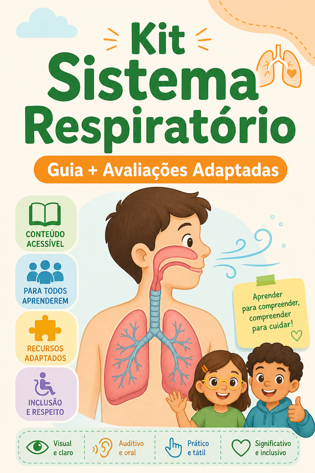 Capa de Kit Sistema Respiratório- Guia + Avaliação Adaptada