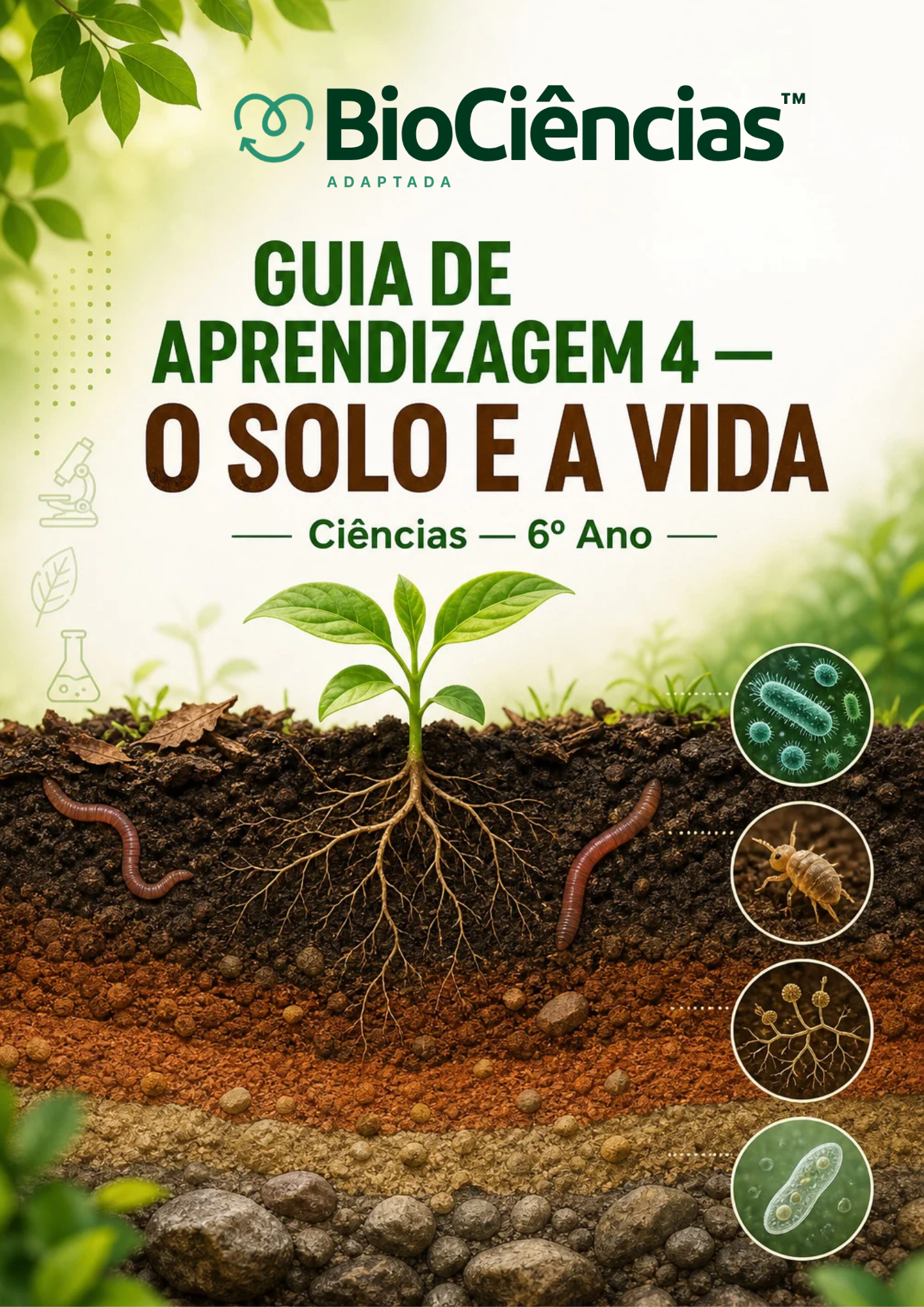 Capa de Guia de Aprendizagem Adaptada 4: O solo e a vida