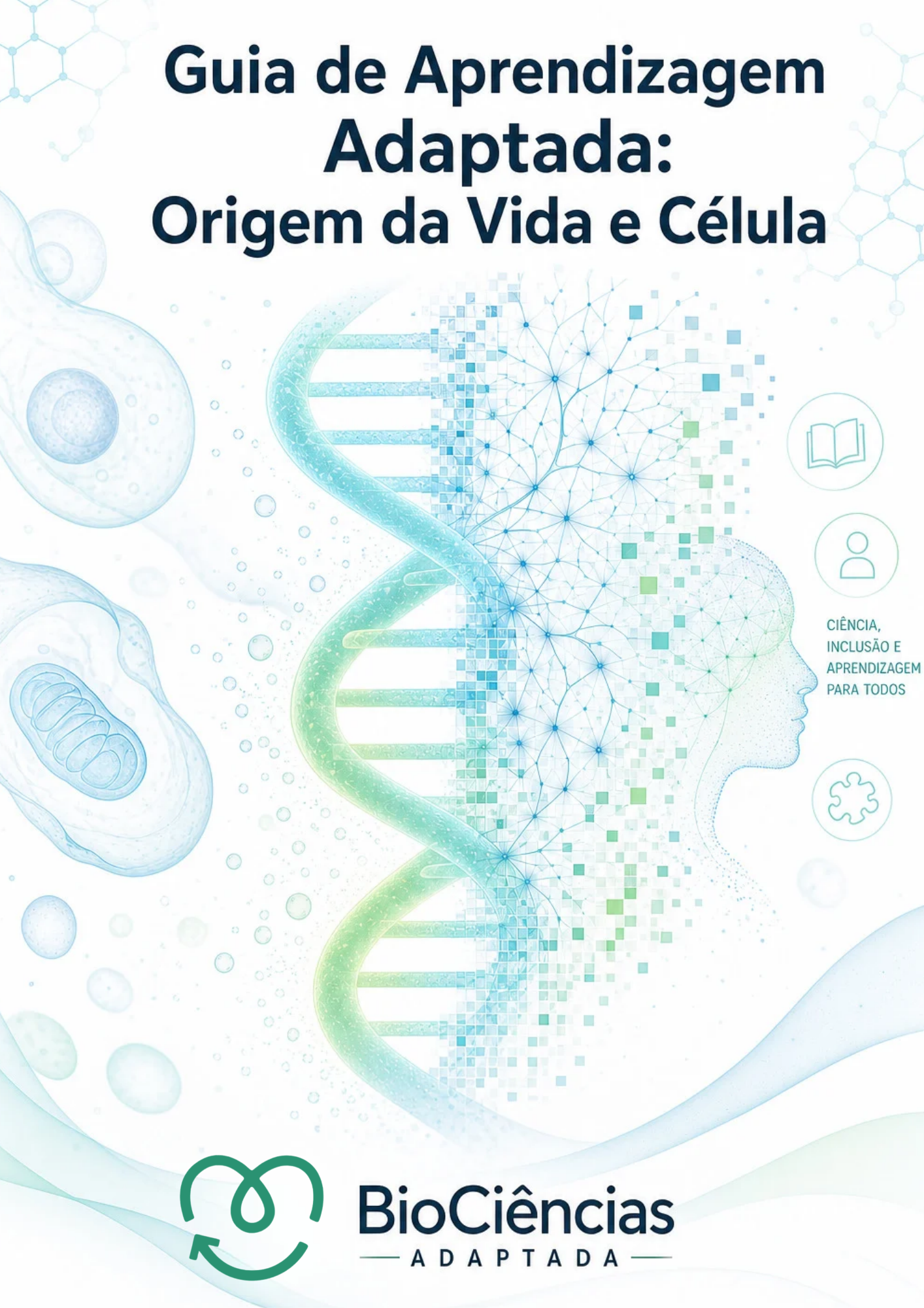 Capa de Guia de Aprendizagem Adaptada - Origem da vida e célula