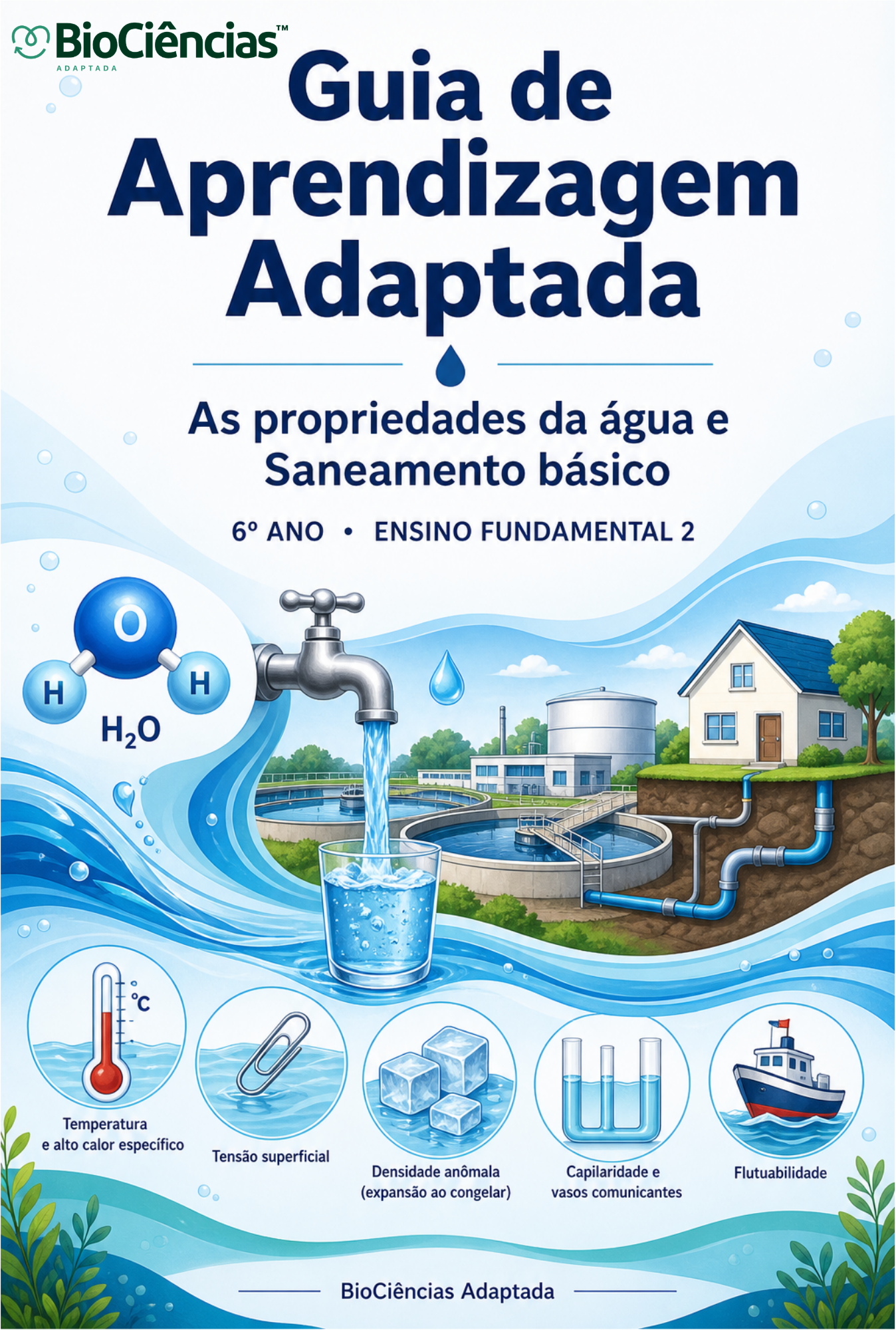 Capa de Guia de Aprendizagem - As propriedades da água e o saneamento básico