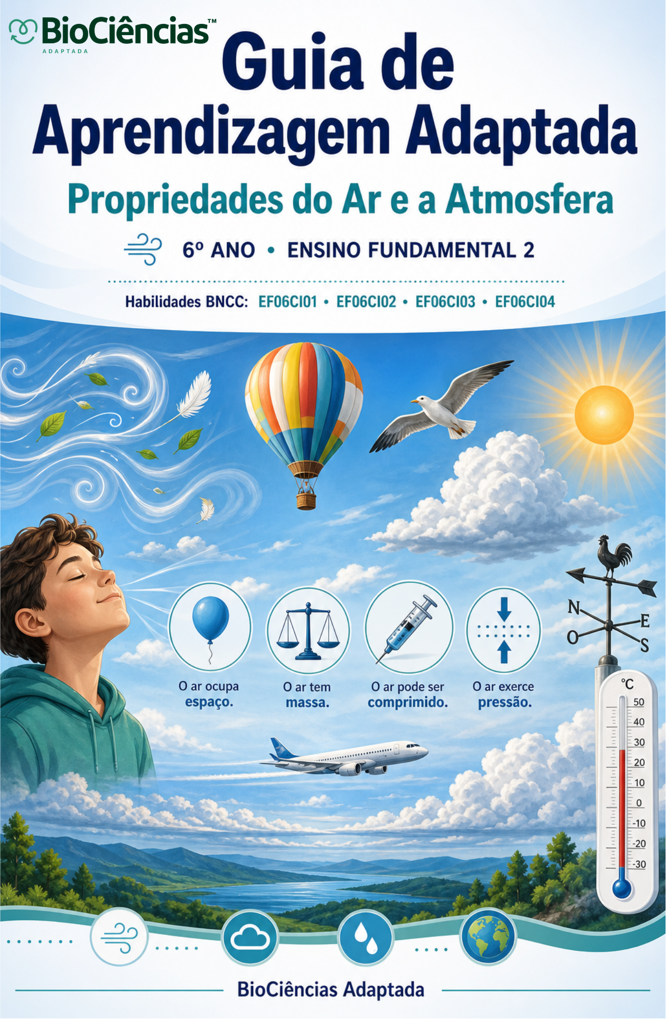 Capa de Guia de Aprendizagem Adaptada - Propriedades do ar e a atmosfera
